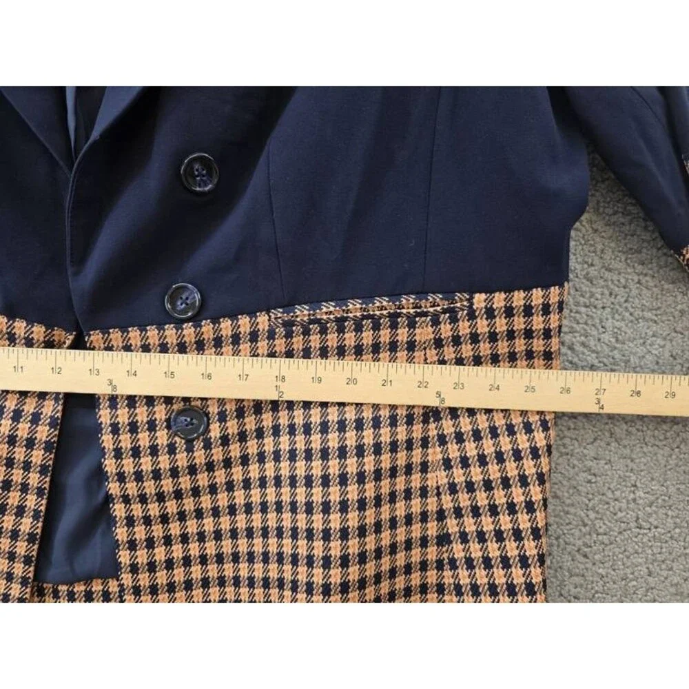 Tahari ASL Plus Size Colorblocked Peak-Lapel Blazer Women's 24W New Navy/Ginger - Picture 7 of 15